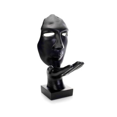Máscara Sopro Decorativa Preto Fosco Em Cerâmica 35x16x20 Cm - D'rossi