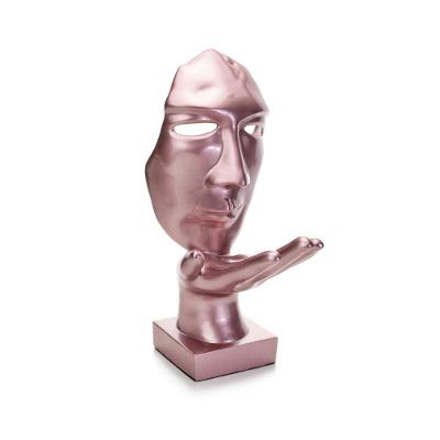 Máscara Sopro Decorativa Rosa Fosco Em Cerâmica 35x16x20 Cm - D'rossi