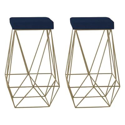 Kit 2 Banquetas Kathy Base Gold Veludo Azul Gran Belo