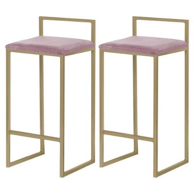 Kit 2 Banquetas Decorativa Jasmine Base Gold Veludo Rosê