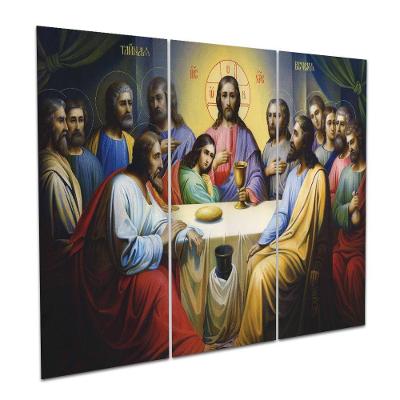 Kit Placa Quadro Decorativo 3pç 3d Borda Infinita Santa Ceia