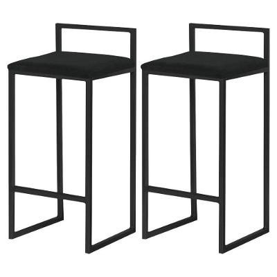 Kit 2 Banquetas Decorativa Jasmine Base Preto Veludo Preto