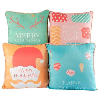 Kit Almofadas Cheias Natalina Happy Holidays Turquesa 4 Peça