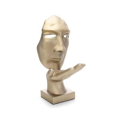 Máscara Decorativa Sopro Em Cerâmica Ouro Velho Fosco 35x16x20 Cm - D'rossi