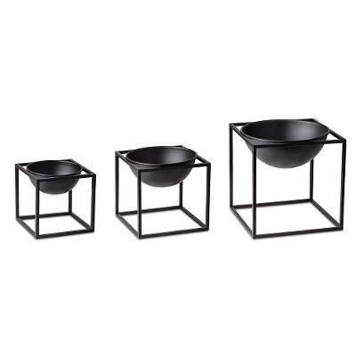 Kit 3 Cachepot Suporte Metálico Preto