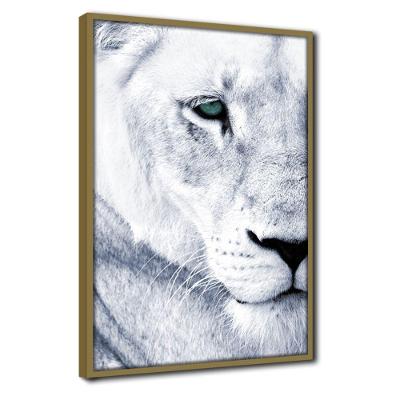 Quadro Decorativo Textura Cx Alta Leoa Cores 1 Pç 40x60  Titulo Leoa Branca Moldura Caqui