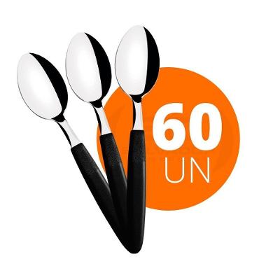 Kit - 60 Colheres De Mesa Ipanema Com Lâmina Em Aço Inox Cabo Preto Cptop - Tramontina 23363400