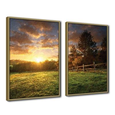 Quadro Decorativo Textura Cx Alta 2un 40x60 Campo Ensolarado Titulo Moldura Caqui