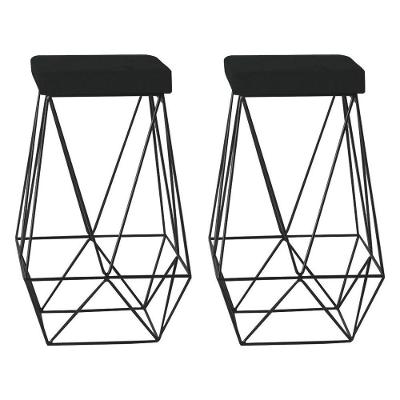 Kit 2 Banquetas Kathy Base Preta Veludo Preto Gran Belo