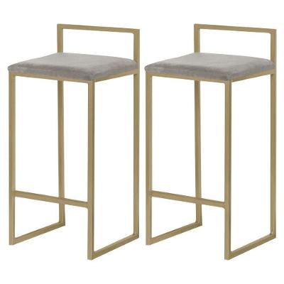 Kit 2 Banquetas Selena Base Gold Veludo Cinza Gran Belo