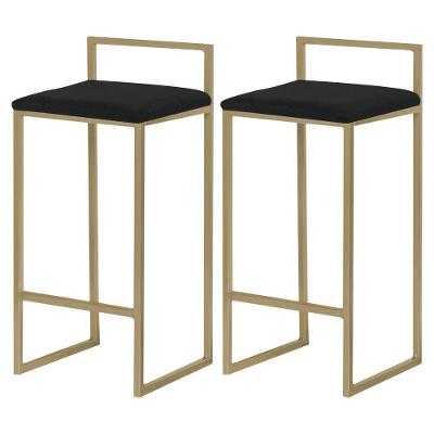 Kit 2 Banquetas Selena Base Gold Veludo Preto Gran Belo