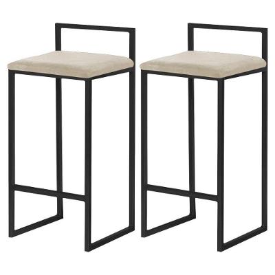 Kit 2 Banquetas Selena Base Preta Veludo Bege Gran Belo