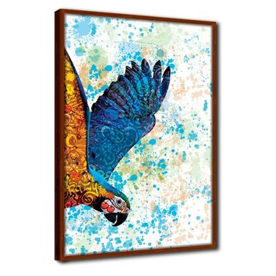 Quadro Decorativo Textura Cx Alta Arara Azul 1 Pç 40x60 