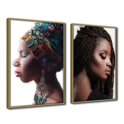 Quadro Decorativo Textura Cxalta Estilo Perfil Belo 2u 40x60  Titulo Moldura Caqui