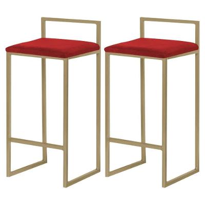 Kit 2 Banquetas Selena Base Gold Veludo Vermelho Gran Belo
