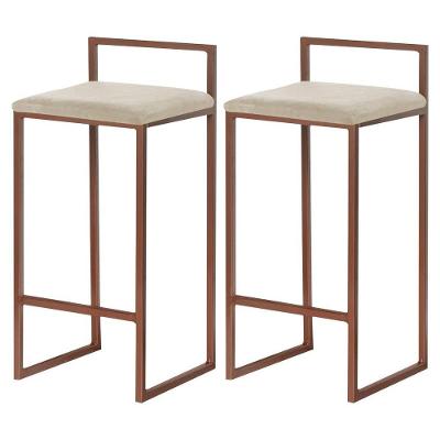 Kit 2 Banquetas Selena Base Bronze Veludo Bege Gran Belo