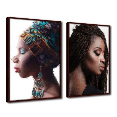 Quadro Decorativo Textura Cxalta Estilo Perfil Belo 2u 40x60  Titulo Moldura Madeira