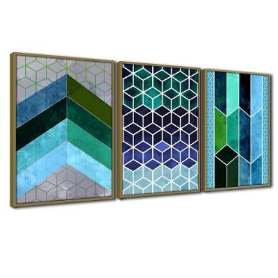 Quadros Textura Cx Alta 40x603 Un Azul Caqui