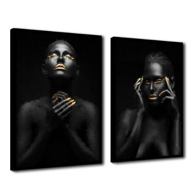 Quadros Decorativos Trio Kit 2 Afro Sala Escritório Grande  Titulo Moldura Preta