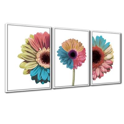 Quadros Decorativos Textura Cx Alta 3x 40x60 Flores Alegria  Titulo Moldura Branca