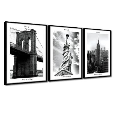 Quadros Decorativos Textura Cx Alta 3x 40x60 I Love New York  Titulo Moldura Preta