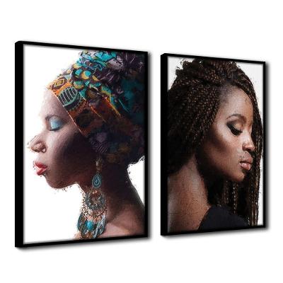 Quadro Decorativo Textura Cxalta Estilo Perfil Belo 2u 40x60  Titulo Moldura Preta