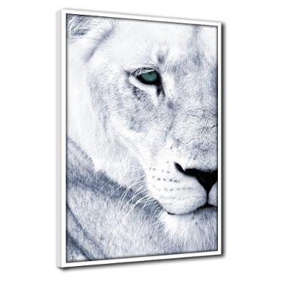 Quadro Decorativo Textura Cx Alta Leoa Cores 1 Pç 40x60  Titulo Leoa Branca Moldura Branca