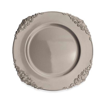 Sousplat Redondo Decorativo Natalino Prata 35x35x35cm