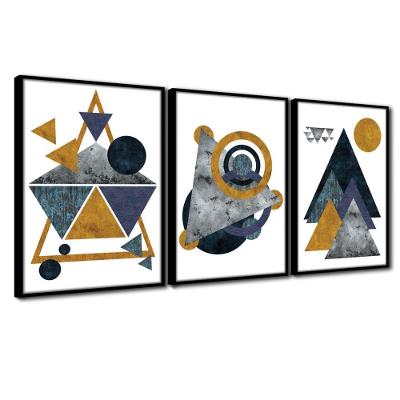 Quadros Textura Cx Alta 3x 40x60 Geométricos Preta