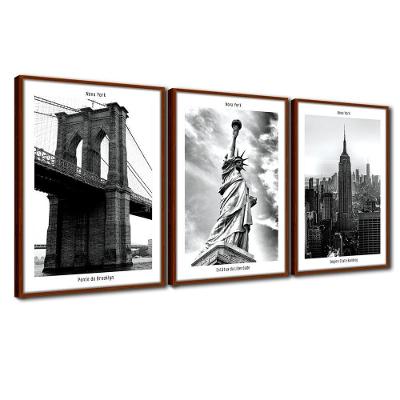 Quadros Decorativos Textura Cx Alta 3x 40x60 I Love New York  Titulo Moldura Ocre
