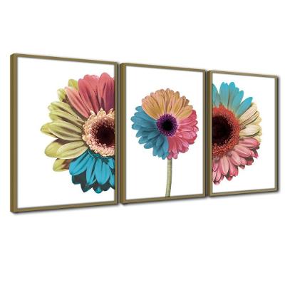 Quadros Decorativos Textura Cx Alta 3x 40x60 Flores Alegria  Titulo Moldura Caqui