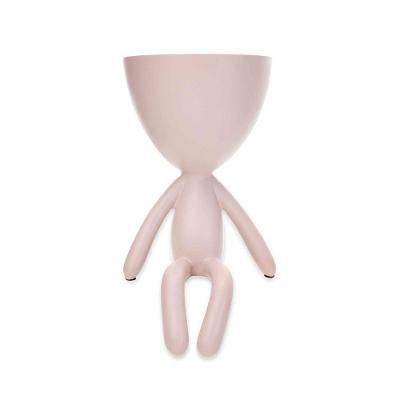 Vaso Bob Robert Plant Sentando Em Poliresina Rosa 18x10x10cm