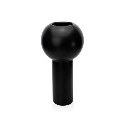 Vaso Cilíndrico Em Cerâmica Preto 32,5x16x16cm