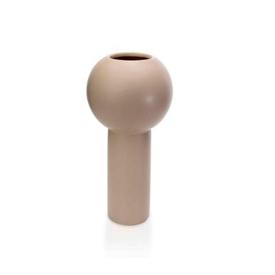 Vaso Em Cerâmica Bege 32,5x16x16cm