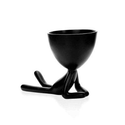 Vaso Bob Robert Plant Deitado Em Poliresina Preto 13x14x10cm