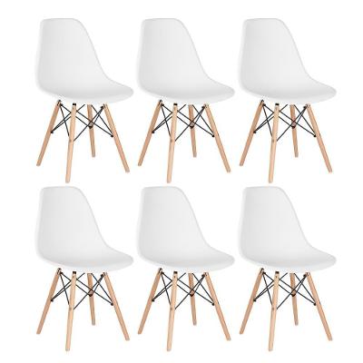 Kit 6 Cadeiras Charles Eames Eiffel Dsw Com Pés De Madeira Clara Branco