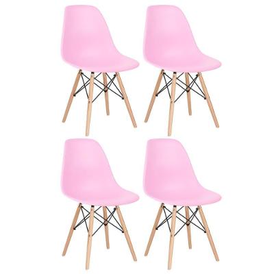 Kit 4 Cadeiras Charles Eames Eiffel Dsw Com Pés De Madeira Clara Rosa Claro