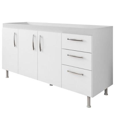 Balcão Gabinete De Pia 160cm Nathan 3 Portas Branco