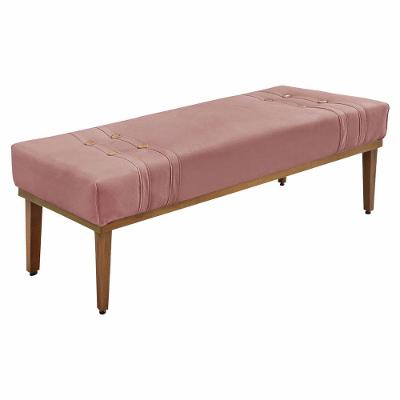Calçadeira Recamier Casal 1,40M Gênova Veludo Rosa