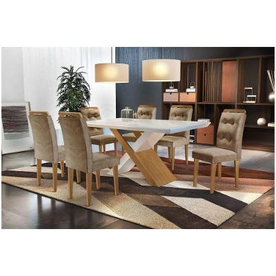 Conjunto Sala De Jantar Agata Com 6 Cadeiras Rufato Off White / Imbuia