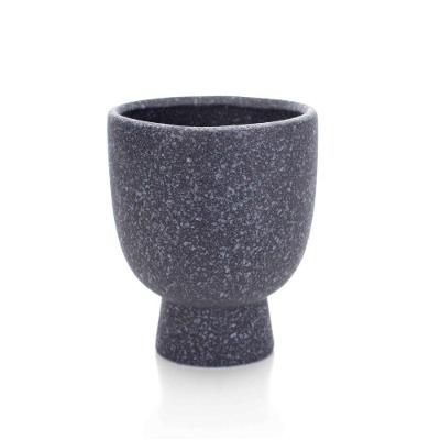 Cachepot Decorativo Em Cerâmica Flocos Preto 14x11 Cm - D'rossi