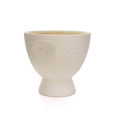 Cachepot Decorativo Rosto Em Cerâmica Areia 17x18 Cm - D'rossi