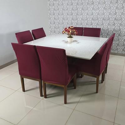Capas Para Cadeiras De Jantar 04 Peças Em Malha Gel Lisa - Vinho