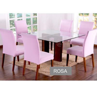 Capas Para Cadeiras De Jantar 06 Peças Em Malha Gel Lisa - Rosa