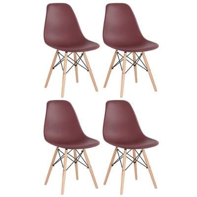 Kit 4 Cadeiras Charles Eames Eiffel Dsw Com Pés De Madeira Clara Marrom