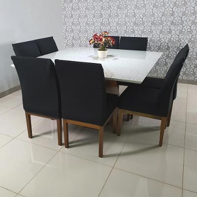 Capas Para Cadeiras De Jantar 06 Peças Em Malha Gel Lisa - Preto