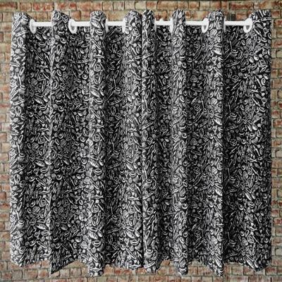 Cortina Tecido Misto 2,00x1,20m Varão Simples Preto Branco