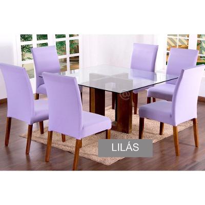 Capas Para Cadeiras De Jantar 06 Peças Em Malha Gel Lisa - Lilás