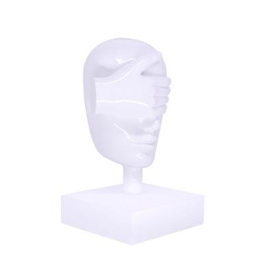 Escultura Decorativa Máscara Cego Em Cerâmica Branco 25X15cm
