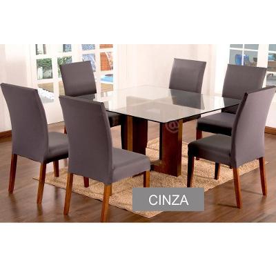 Capas Para Cadeiras De Jantar 06 Peças Em Malha Gel Lisa - Cinza